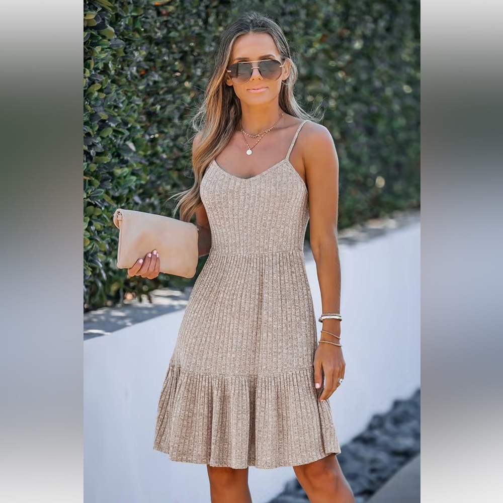 Ribbed Cami Dress • Light Brown